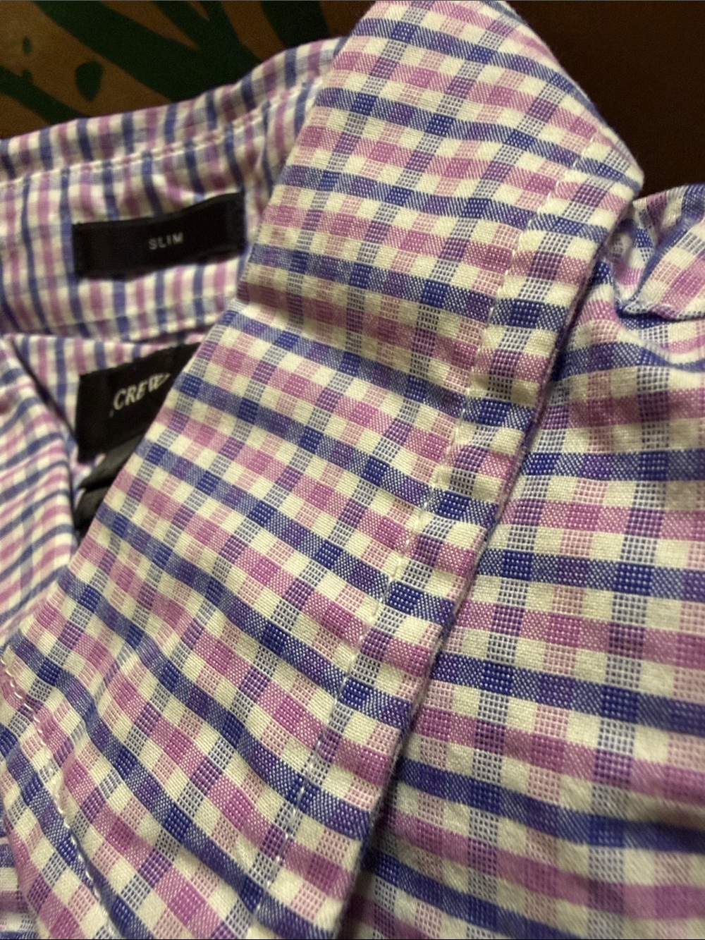 J. Crew Men's Slim Fit 100% Cotton Checkered Shirt - Pink and Blue XS